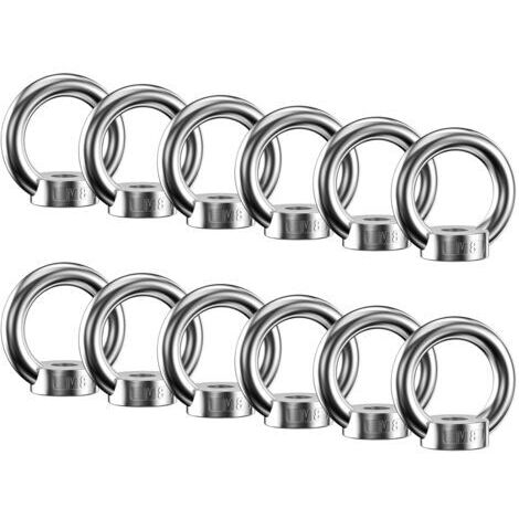12 Pièces Écrou à Anneau, D'écrous à Anneau en Acier Inoxydable 304, Ecrou a Oeil M8, Écrous à Oeil, Anneaux de Levage, Boulon à Oeil pour Les Accessoires de Levage et Raccord de Cordedengyank
