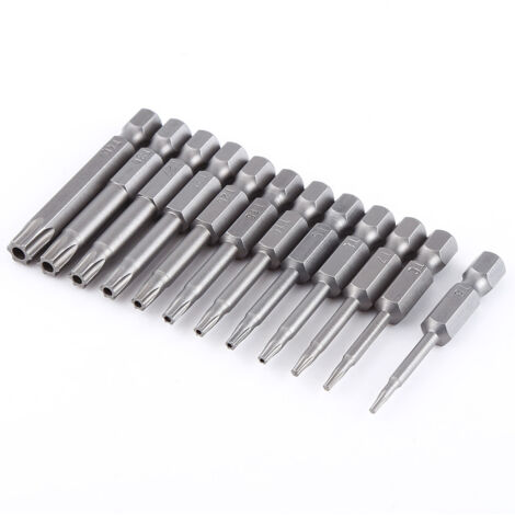 12 pièces embouts de vissage magnétiques en acier S2, tête étoile T5 à T40, 50 mm, pour manche 1/4 pouce