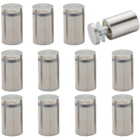12 Pièces Entretoise Support Vis Publicité en Acier Inoxydable Entretoise de Verre Acier Inoxydable Publicité Vis Verre Signe Publicité Clous pour Verre Photos 19X25mm