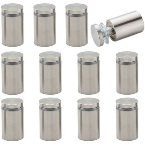 12 Pièces Entretoise Support Vis Publicité en Acier Inoxydable Entretoise de Verre Acier Inoxydable Publicité Vis Verre Signe Publicité Clous pour Verre Photos 19X25mm
