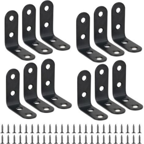 12 Pièces équerre de Fixation 40mmX40mm Equerre de Fixation Noir Angle Droit Support en forme de L 40mm équerre Angle 90 Degrés en Acier Inoxydable équerre étagère pour Bois Meubles Placard Support