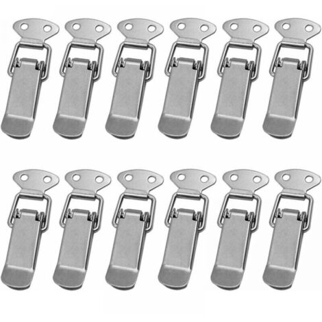 12 Pièces Fermeture à Levier Moraillon de Porte, Loquet à Ressort Avec Crochet Tiroir Hardware en Acier Inoxydable Fermoir à Bascule pour Boîte,Cas Sans Serrure