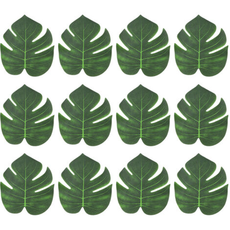 12 Pièces Feuilles de Palmier Artificielles Vertes Tropicales pour Décorations DIY et Guirlandes