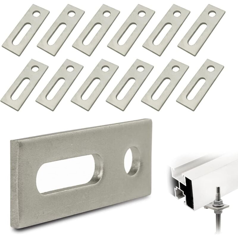 Roleader - 12 Pièces Fixation Panneau Solaire Boulon Plaque D'adaptation, M12 Acier Inoxydable Fixation Pied de lit Boulon, pour Support Panneau