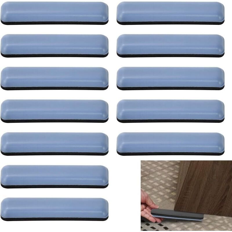 12 Pieces Furniture Glides, Self-Adhesive Teflon Glides for Furniture, Rectangular Furniture Glides, Heavy Duty Glides for Chairs, Sofas, Tables (75