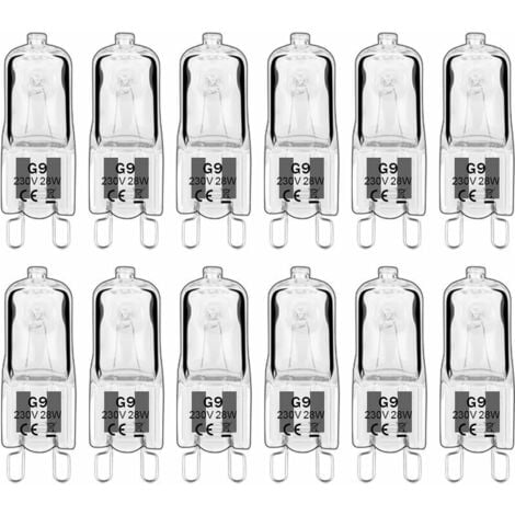 ERSANDY 12 pièces G9 Lampes halogènes , ampoules G9 230V 28W 480lm, 2800K blanc chaud, ampoules à capsule dimmable, sans scintillement [Classe énergétique G]