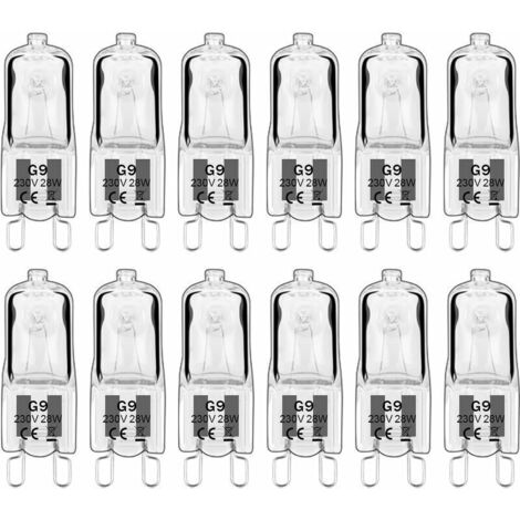 12 pièces G9 Lampes halogènes , ampoules G9 230V 28W 480lm, 2800K blanc chaud, ampoules à capsule dimmable, sans scintillement [Classe énergétique G]