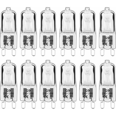 12 pièces G9 Lampes halogènes , ampoules G9 230V 28W 480lm, 2800K blanc chaud, ampoules à capsule dimmable, sans scintillement [Classe énergétique G]