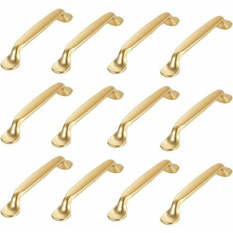 12 Pieces Golden Cabinet Handles Golden Kitchen Cabinet Handles Drawer Cupboard Handles Drawer Cupboard Handles Bedroom Golden Kitchen Cabinet Door Handles Kitchen Furniture with Screws