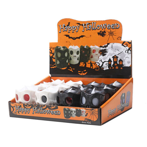 12 pièces Halloween bar décoration accessoires créatif double face fantôme tête lampe horreur crâne bougie lampe led lumineux citrouille lampe
