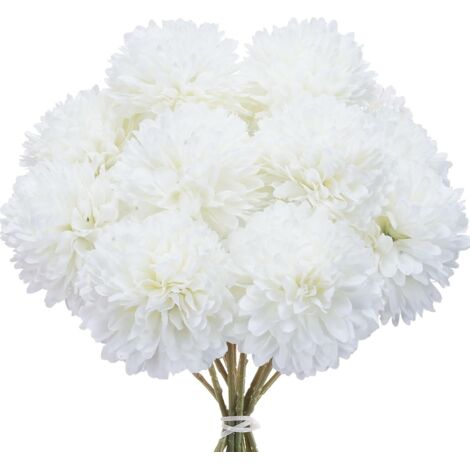 12 Pièces Hortensia Artificielle, Soie Fleur Artificielle Deco, Réaliste Fausse Fleur, Fleurs Artificielles Cimetiere pour La Maison Garden Party Office Décoration (Blanc)