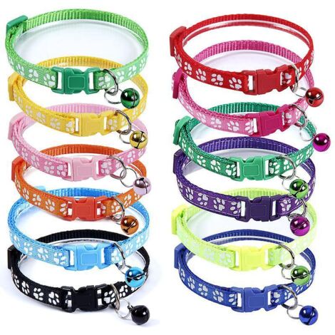 12 Pieces Kit Collier Chats Anti Tranglement Rglable Avec Clochette Et Boucle De Scurit, Libration Rapide