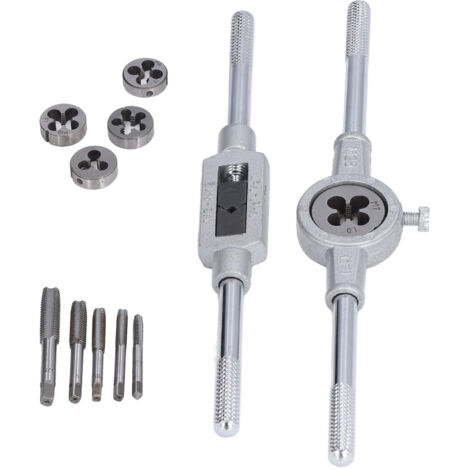 12 Pièces Kit de Tarauds et Filières avec Clé à Main pour Réparation Auto et Meubles