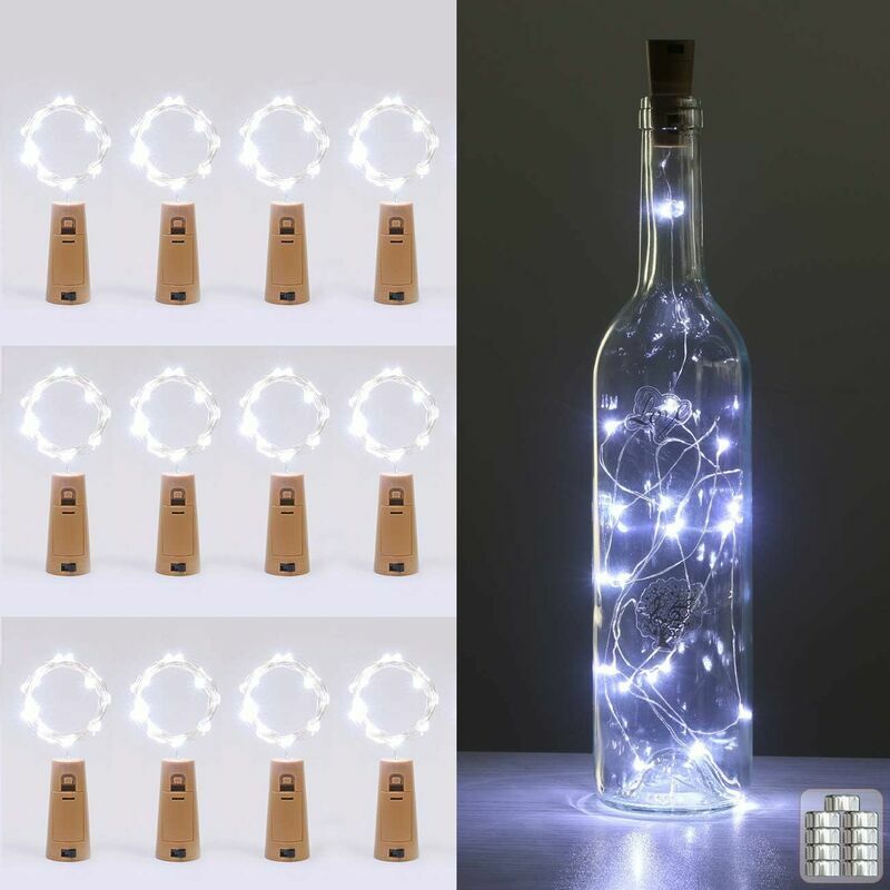 12 pieces] led Bottle Garland, String Lights, 2m 20 led Waterproof Bottle Lights Flexible Copper Wire Decoration for Halloween, Christmas, Party,