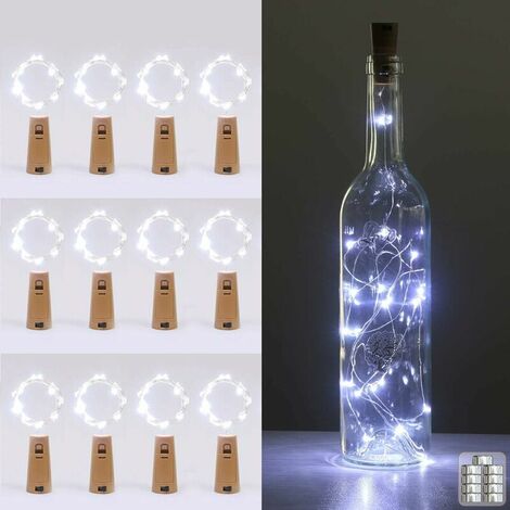 [12 pieces] LED Bottle Garland, String Lights, 2m 20 LED Waterproof Bottle Lights Flexible Copper Wire Decoration for Halloween, Christmas, Party, Wedding, Garden, Lawn [Energy class A +++]