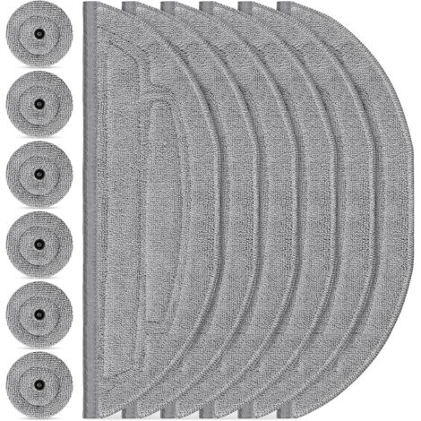 12 Pièces - Lingette - Balai Latéral - Microfibre Ionique Argent - Système VibraRise 3.0 - Pour Robot Aspirateur Roborock S8 MaxV Ultra - Gris - 25,5x10,2cm
