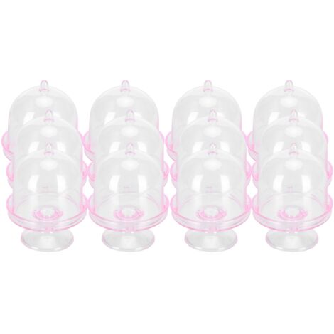 12 Pièces Mini Boîte à Bonbons Support Gâteau Plateau Cupcake Présentation avec Couvercle Fournitures de Fête Rose