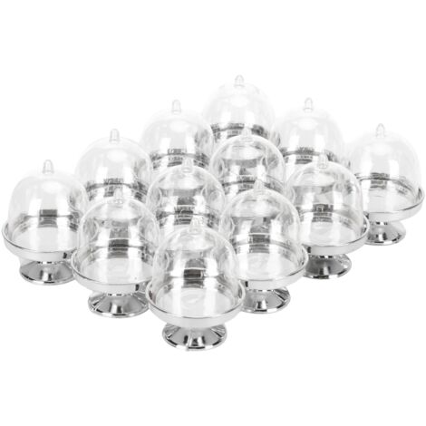 12 Pièces Mini Boîte à Bonbons Support Gâteau Plateau Cupcake Présentation avec Couvercle Fournitures Fête Argent Dessous