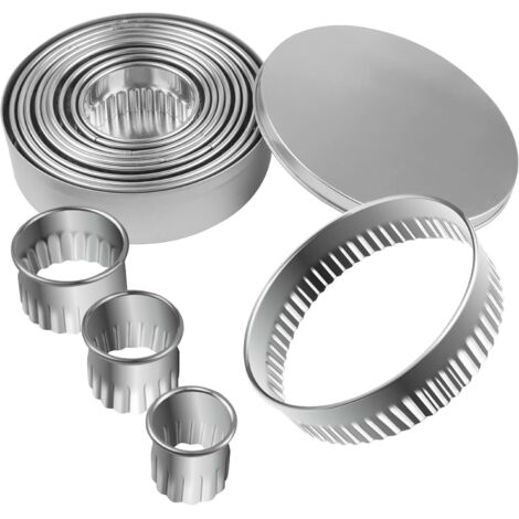 12 PièCes Mini Emporte-PièCe Rond Cannelé Ensemble Emporte-PièCes En Acier Inoxydable Cercle Emporte-PièCes Anneau Scone Cutter Pour PâTisserie Beignet Fondant Mousse Cuisson Bricolage GâTea