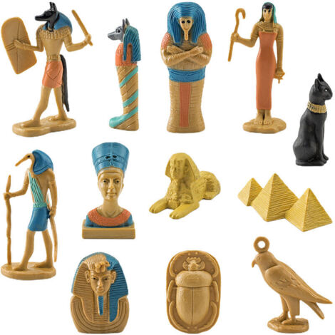 12 Pièces Modèles D'egypte Antique, Ensemble de Mini Figurines égyptiennes, Figurines D'egypte Antique Statues D'egypte pour Jouets pour Enfants