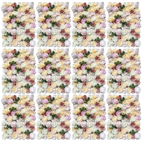 12 pièces mur de fleurs artificielles fond de fleur de soie bricolage décor de rue de mariage
