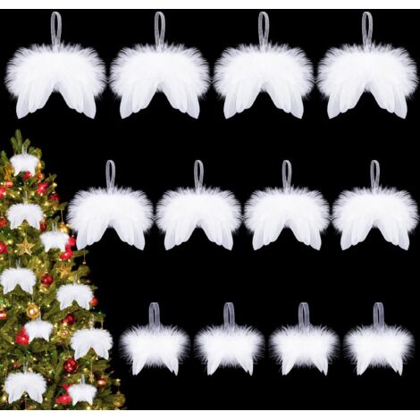 12 Pièces Noël Ailes En Plumes D'ange, Blanc Decoration Noel Sapin De Ailes D'ange Ornements Plumes D'ange Pendentifs Pour Noël Decoration-65cm/2.36 1.96in