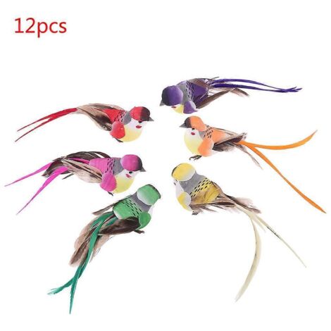 12 Pièces Oiseaux Artificiels Mousse Simulation Moineaux Décoratifs Artisanat DIY