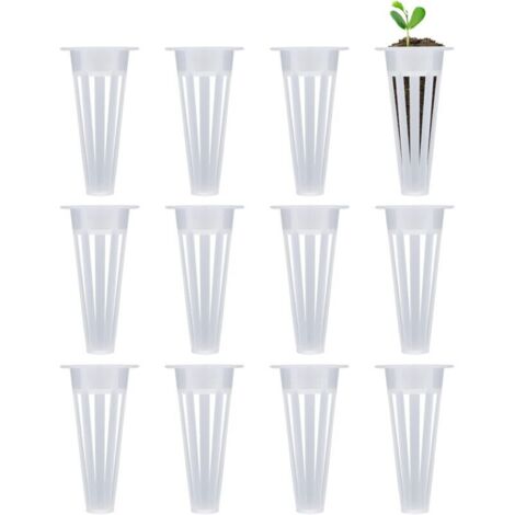 12 Pièces Paniers de Culture de Remplacement, Hydroponique Pot, Plastique Hydroponique Pot Panier de Culture de Remplacement pour Hydroponie pour Plantes Pots en Filet en Plastique(Blanc)
