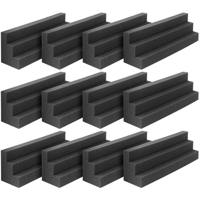 12 PièCes Panneaux Acoustiques PièGe à Basses Coin Studio Mousse Isolation Phonique Pad Panneau Mural Bloc D'Angle pour ou ThéÂTre