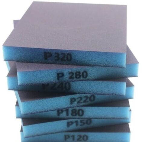 12 Pièces Papier de Verre 220 Grain Eponge Abrasive Double Face Mince Bleu, Papier à Poncer Humide et Sec Flexible pour Ponçage Fin de Carrosserie Auto, Meubles en Bois, Métal, Placo et Artisanat