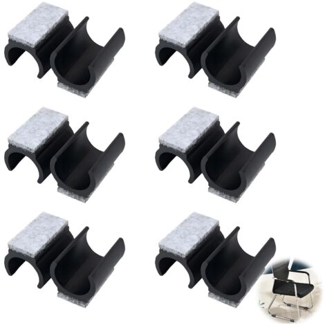 12 Pièces Patin Chaise, Patins en Feutre pour Meubles Coussinets de Chaise en Plastique avec Feutre Protection de Sol en Forme de U Antidérapant et Antibruit pour Chaise en Porte-à-Faux (Noir, 25MM)