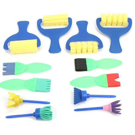 12 Pièces Pinceaux Éponge Peinture Rouleaux Tampon EVA Outils Apprentissage Précoce Enfants Matériel Artistique