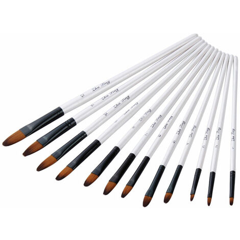 12 Pièces Pinceaux Peinture Acrylique - Pinceau de Peinture à l'huile pour Aquarelle, Peinture Gouache, Nylon Pinceaux Artiste Plume Lisse, Pinceau Aquarelle，HANBING
