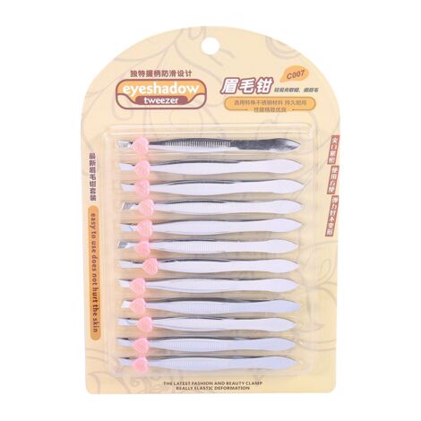 12 Pièces Pincettes Inclinées en Acier Inoxydable pour Épilation et Forme Sourcils, Outil Cosmétique Maquillage