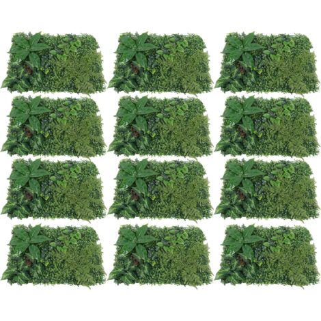 12 Pièces Plante Artificielle Plante Murale Tapis de Verdure Décoration murale 60 x 40 x 4 cm