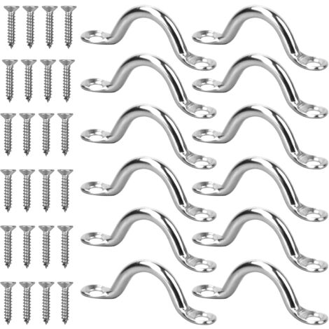 12 Pièces Plaque Oeillet Acier Inoxydable, Boucles de Pont Pour Kayaks, Forme à Bosse Boucle Fixe, Forme à Bosse Boucle Fixe Platine Plate Pontet en Acier Inoxydable Oeil Plaques Avec 24 Pièces Vis