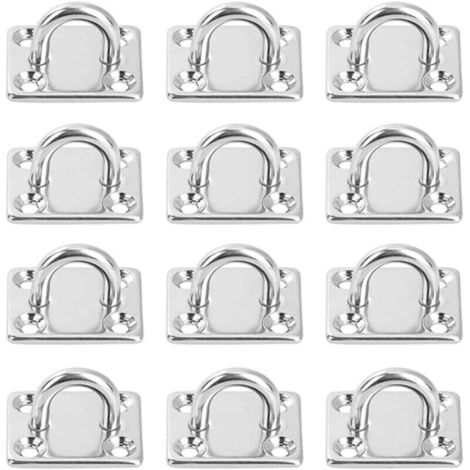 12 Pièces Platine Oeil INOX M5 Platine Ancrage INOX 304 Crochet Oeillet Plaque a Oeillet Carré Crochets de Plafond Support Anneau Mural pour Accrocher des Objets Crochets de Fixation