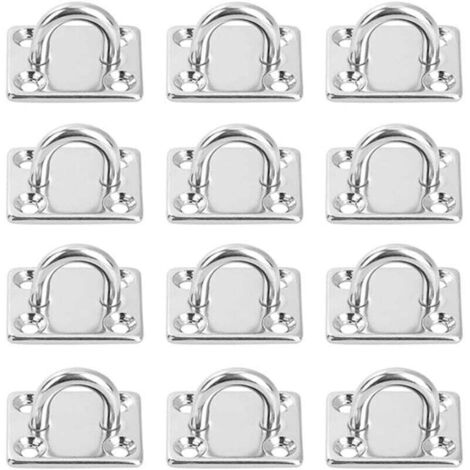 12 Pièces Platine Oeil INOX M5 Platine Ancrage INOX 304 Crochet Oeillet Plaque a Oeillet Carré Crochets de Plafond Support Anneau Mural pour Accrocher des Objets Crochets de Fixation