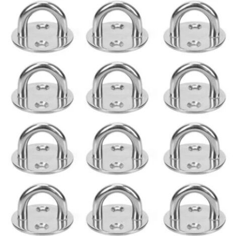 12 Pièces Platine Oeil INOX M5 Platine Ancrage INOX 304 Crochet Oeillet Plaque a Oeillet Crochets de Plafond Support Anneau Mural