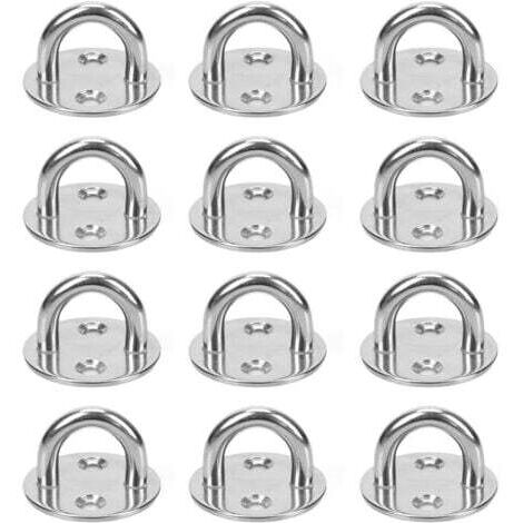 12 Pièces Platine Oeil INOX M5 Platine Ancrage INOX 304 Crochet Oeillet Plaque a Oeillet Crochets de Plafond Support Anneau Mural pour Accrocher des Objets Crochets de Fixation