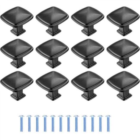 12 Pièces Poignee de Meuble Cuisine Noir, Tiroir de Poignée Porte, Bouton de Meubles Cuisine de Porte, Poignées de Meuble pour Placard Armoire Cuisine - 1,2 po/30 mm