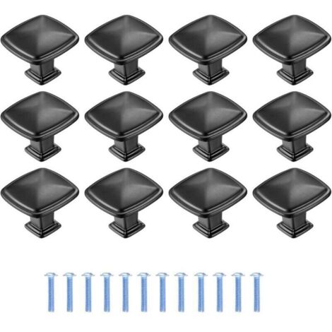 12 Pièces Poignee de Meuble Cuisine Noir, Tiroir de Poignée Porte, Bouton de Meubles Cuisine de Porte, Poignées de Meuble pour Placard Armoire Cuisine - 1,2 po/30 mm
