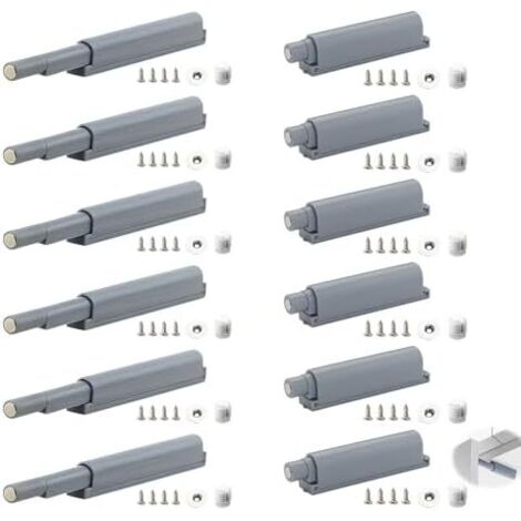 12 Pièces Poussoir Porte Placard, Verrous Magnétiques à Pression Amortisseur Placard Ouvrir Magnétique Loquets Push to Open Aimant Fermetures Pour Armoire Tiroir -