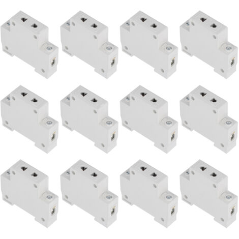 12 Pièces Prises BERM Modulaires 2 Broches pour Rail DIN, Boîte de Distribution 250V Accessoires Électriques