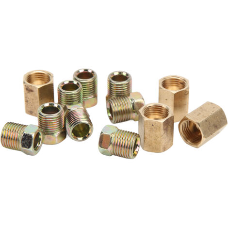12 pièces raccords de ligne de frein 7/16-24 filetés en laiton pour tube de 1/4 pouce, accessoires auto