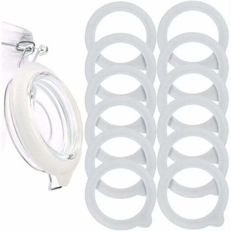 12 Pièces Remplacement de Joints de Bocal en Silicone, Joints d'étanchéité en Silicone étanche à l'air Pour Couvercle de Bocal Mason, Bocaux en Verre à large Ouverture