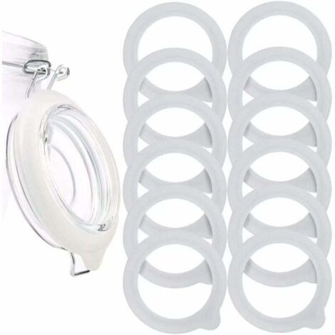 12 Pièces Remplacement de Joints de Bocal en Silicone, Joints d'étanchéité en Silicone étanche à l'air Pour Couvercle de Bocal Mason, Bocaux en Verre à large Ouverture