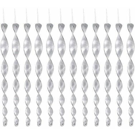 12 Pièces Répulsif Oiseaux, 30 cm Barre Oiseaux 360 Degrés Réfléchissant en Spirale Lumineux, Réfléchissantes Répulsives pour Balcon, Arbres Fruitiers, Potager…