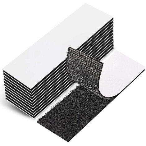 12 Pièces Scratch Autocollant Double Face, 3 x 10cm Puissant Scotch Scratch pour La Maison Et Le Bureau Noir Amovible et Réutilisable Bande Scratch Adhésive