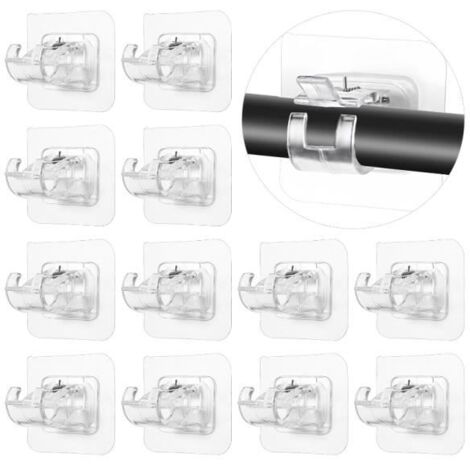 12 Pièces Support Tringle Rideaux sans Percage, Accroche Rideau sans Percage,Accroche Rideau Adhesif Transparent,Attache Rideau -